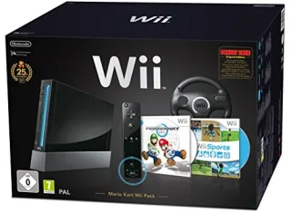 Nintendo Wii Mario Kart Pak [inkl. Wii Sports Mario Kart Wii Lenkrad  Remote Plus Controller] schwarz