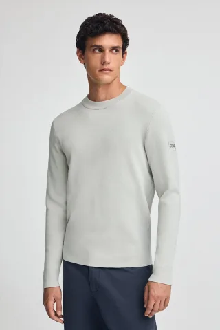 Strickpullover hellgrau aus Baumwolle mit Polo Club-Patch