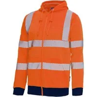 vizwell Sweatjacke Warnschutz Zip-Jacke Zip-Hoodie Kapuzenjacke weicher, bequemer Sweat, ISO zertifiziert