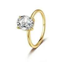 Staufergold Fingerring Moissanit Solitär-Ring „Crown“ – 1 ct Gold Größe 7, hypoallergen und wasserfest