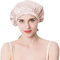 Vivi Idee Duschhaube 100% Maulbeerseide Schlafmütze, Seidenmütze seidig Haarpflege, atmungsaktive, Kurz, Durchmesser 27cm