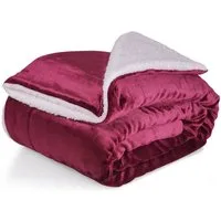 Wohndecke Kuscheldecke XL warm Sherpa, dicke Sofadecke, hochwertige Tagesdecke, Cozyor, 150x200 Plüschdecke bordeaux Berry, flauschig Sofaüberwurf Sherpadecke