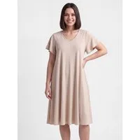 PEKIVESSA Sommerkleid Knielanges Freizeitkleid in Glockenform mit V-Ausschnitt mit verspielten Flügelärmeln