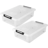hrb Unterbettkommode transparente Aufbewahrungsbox Rollbar Unterbettbox mit Deckel Click (2 St)