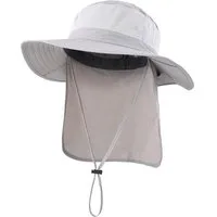 FOUORTUNATE-BEE Sonnenhut Outdoor-Sonnenhut Damen Herren mit breiter Krempe Mesh (mit Nackenklappe und Kinnriemen Sommer Hut, Faltbar und Schnell trocknend, Leichter) für Wandern, Strand und Reisen