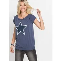 bonprix T-Shirt bequeme Passform, U-Boot-Ausschnitt, Rippbündchen