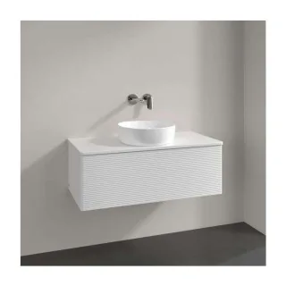 Villeroy und Boch Antao Waschtisch-Unterschrank K31150GF 100x36x50cm, Hahnloch, Waschbeckenplattenfarbe Lack, glossy white lacquer