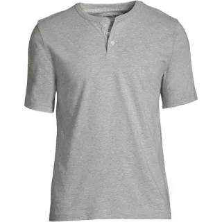 Kurzarm-Super-T Henleyshirt für Herren, Herren, size: regular, Braun, Baumwolle, by Lands' End