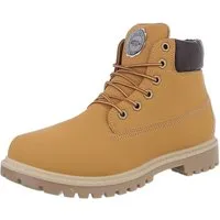 Coolwalk Herren Schnürschuhe Freizeit Stiefelette (87284755) Blockabsatz Boots in Camel