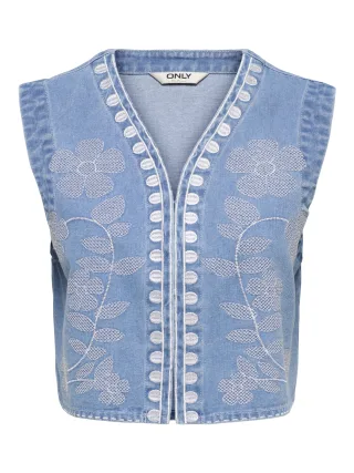 ONLY - ONLNOELLA EMB DNM WAISTCOAT SIJI Light Blue Denim - Gr. - L