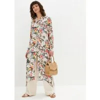 bonprix Longbluse extrem lange Form, aus Viskose, mit Blütendruck, mit Hemdblusenkragen