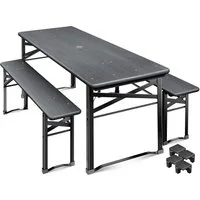 KESSER Bierzeltgarnitur 3 teiliges-Set, Festzeltgarnitur, 170cm, Klappbar, 2x Bierbank, 1x Biertisch, Bodenschoner