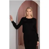 Passioni Strickpullover mit breitem Bund und Strassdetail