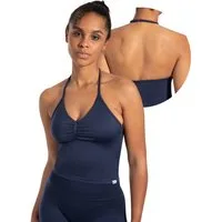 Smilodox Tanktop Malena, Crop Neckholder Sporttop, Ringdetails, Rückenfrei Tanktop nahtlos figurbetont, Sport Freizeit Yoga stylische Looks