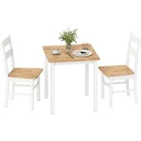 HOMCOM Esstisch für 2-4 Personen, mit Rückenlehne (Esstisch-Essstuhl-Set, 3-St., Küchentisch), aus Holz, für kleine Raum, Küche, Esszimmer Eiche