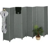 relaxdays Paravent Raumteiler 8 teilig, grau