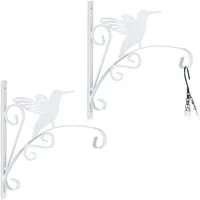 relaxdays Wandhaken Blumenampelhalterung 2er Set mit Vogel