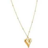 KARMA Kette mit Anhänger Halskette Damen Herz Gold 40 cm Edelstahl wasserfest & antiallergisch (Geschenk für sie wasserfest hypoallergen, Damenhalskette Edelstahlhalskette), Herzkette für Frauen modern
