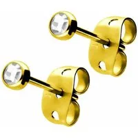 FILANGO Paar Ohrstecker Titan Ohrstecker FLACHER KRISTALL (Ohrstecker, 1-tlg)
