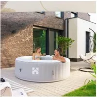 HOME DELUXE Whirlpool Outdoor Whirlpool SPLASH - 6 Personen, aufblasbares Aufstellbecken, (inkl. Abdeckung), 130 Luftdüsen, aufblasbar auf Knopfdruck