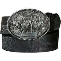 Ware aus aller Welt Koppelgürtel Rustikaler Western - Gürtel mit Cowboy Gürtelschnalle Wild West Buckle (1-St)