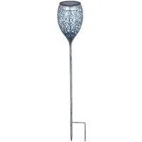 Trend Line LED Gartenfackel TrendLine LED Solarfackel Ornament 75,5 cm silber