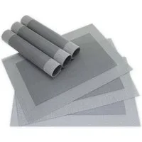 matches21 HOME & HOBBY Platzset Tischsets BORDA 6er Set Schwarz-silber als Tischuntersetzer, (6-St), Abwaschbare Platzsets als Tischunterlagen für Ess-Tisch Tisch-Deko