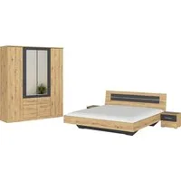 rauch Schlafzimmer-Set Komplettschlafzimmer Schlafzimmer BURANO mit Schrank in 3 Breiten, (Set, 4-tlg), Bett 180x200 cm und 2 Nachttischen MADE IN GERMANY