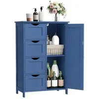 VASAGLE Badmöbel-Set Badezimmerschrank Badschrank Beistellschrank, mit 4 Schubladen, Schranktür, verstellbare Ablage