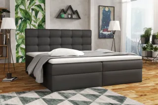 Boxspringbett Schlafzimmerbett DORIANO 140x200cm Kunstleder Soft Schwarz
