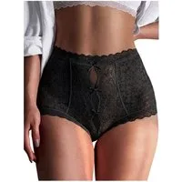 Lovolotti Taillenslip High-Waist Damen-Spitzenslip Unterhose Panty mit floraler Spitze