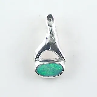 Massiver 935er Silberanhänger mit 0,58 ct. Semi Black Opal
