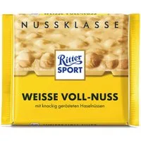 Ritter SPORT Schokolade, Ritter Sport Weiße Voll Nuss mit ganzen Haselnüssen und Crisps 100g