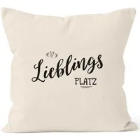 MoonWorks Dekokissen Kissenbezug Lieblingsplatz Geschenk Kissen-Hülle Deko-Kissen 40x40 MoonWorks®