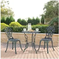casa.pro Balkonset, (3-tlg), »Wakefield« Tisch mit 2 Stühlen Bistro-Set Grün