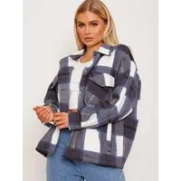 Worldclassca Flanellbluse Worldclassca Oversized Karo Hemd Hemdjacke Kariert Holzfällerhemd