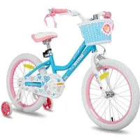 JOYSTAR Kinderfahrrad 12 14 16 18 Zoll Mädchenfahrrad, 3 - 9 Jahre,Geschenk für Prinzessin, 1 Gang, Mit Hilfsrädern, farbigen Bändern, Korb, Reflektor, Kettenabdeckung