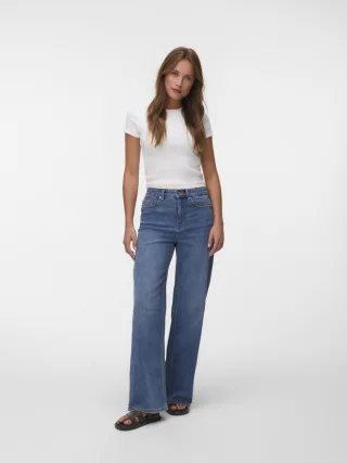 VERO MODA - VMOLIVIA STRETCH HR WIDE JNS LI3182 NOOS Medium Blue Denim - Gr. - 32