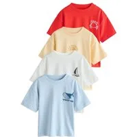 Next T-Shirt T-Shirt mit Grafik und kurzen Ärmeln, 4er-Pack (4-tlg)