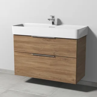 Sanipa 3way Waschtischunterbau zu Laufen VAL Waschtisch mit 2 Auszügen, Eiche-Kansas UM82459