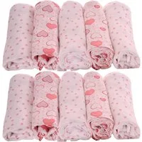 La Bortini Stoffwindeln Stoffwindeln 10er Pack Spucktücher Baby Mullwindeln Schmusetücher mix (Mulltücher für Neugeborene), aus reiner Baumwolle, 68x80cm, große Pack, weich