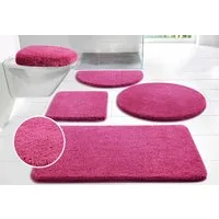 OTTO home Badematte Merida, Badvorleger, Badezimmer Teppich, Höhe 32 mm, rutschhemmend beschichtet, schnell trocknend, strapazierfähig, fußbodenheizungsgeeignet, Kunstfaser, 2-tlg. Stand-WC Set, Badteppich, Uni Farben, rechteckig, rund & als 2-tlg. S
