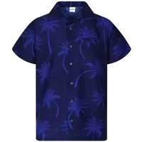 King Kameha Hawaiihemd "Palmshadow" Funky Hawaii-Hemd Herren Kurzarm Front-Tasche Sommerhemd