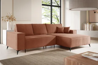 Ecksofa Schlafsofa FIORE Stoff ARAGON Altrosa Ottomane Rechts