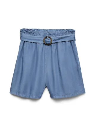 VERO MODA - VMFLEUR HW PAPERBAG BELT TENCEL SHORTS Blau - Gr. - XS