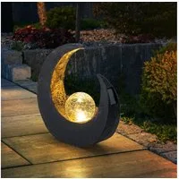 GLOBO LIGHTING Gartenleuchte, LED-Leuchtmittel fest verbaut, LED Mondsichel Solar Lampe Garten Steh Boden Beleuchtung Glas Kugel