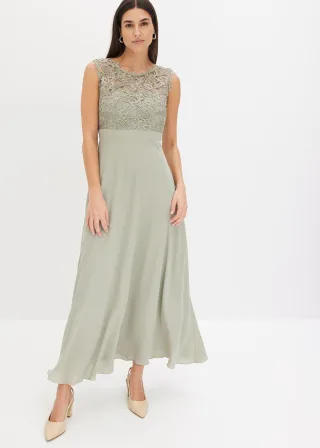 bonprix Maxikleid mit Spitze, grün, Gr.54, Elegantes Abendkleid mit Spitze im Oberteil und einem Rücken-Cut-Out