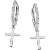 Firetti Paar Creolen Schmuck Geschenk Silber 925 Kreuz, mit Zirkonia (synth)