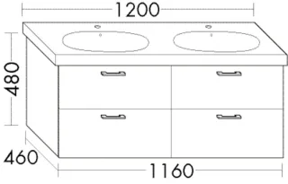 Burgbad Waschtischunterschrank Sys30 PG3 Diago 480x1160x460 Sand Matt, WVZF116F3352 WVZF116F3352