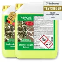 ABACUS Steinreiniger Extrem, Flechtenentferner, Steinreiniger Intensiv außen Grünbelagentferner (Entfernt sofort Algen, Schmutz, Grünbelag und Flechten, [- 10L Steinreiniger Extrem mit Sofortwirkung)
